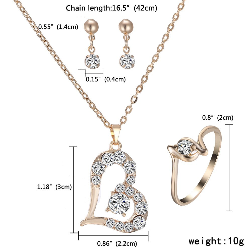 Luxury Crystal Pearl Necklace/Bracelet/Ring/Earrings Ladies Jewelry Sets