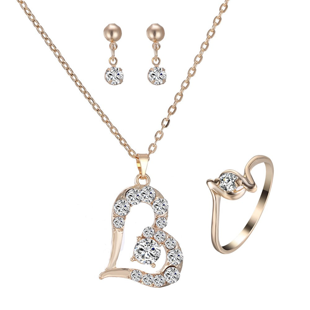 Luxury Crystal Pearl Necklace/Bracelet/Ring/Earrings Ladies Jewelry Sets