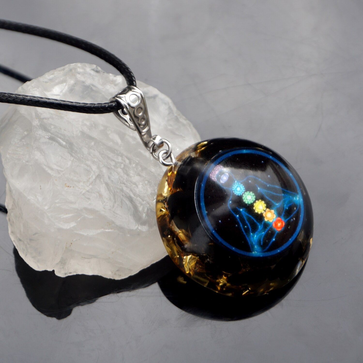 Obsidian  EMF Protection Orgonite Pendant