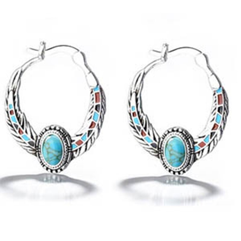Vintage Natural Turquoises Stone Statement Earring
