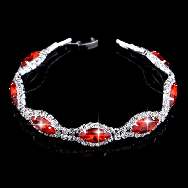 Fashion Pink Crystal Prom Wedding Jewelry Sets
