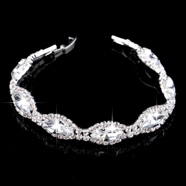 Fashion Pink Crystal Prom Wedding Jewelry Sets