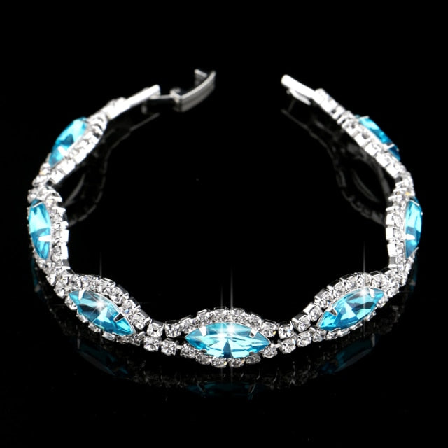 Fashion Pink Crystal Prom Wedding Jewelry Sets