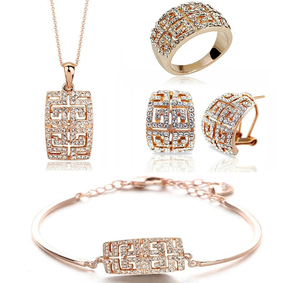 New Design Hot Sale gold-color Austria Crystal Jewelry Set