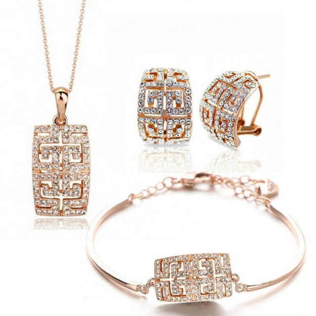 New Design Hot Sale gold-color Austria Crystal Jewelry Set
