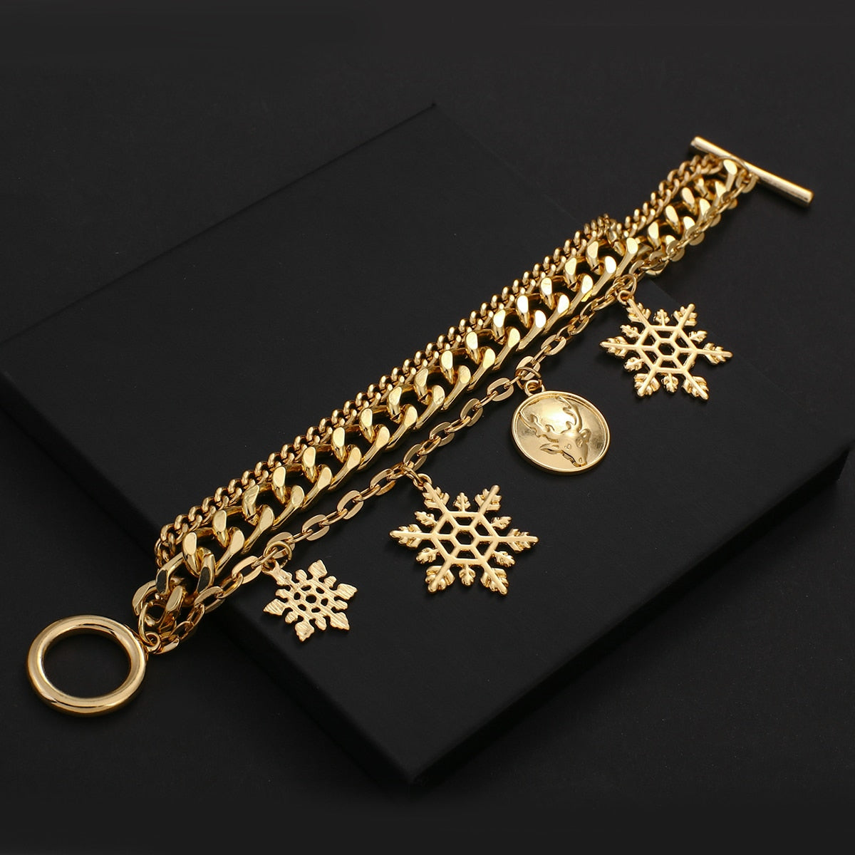 Personality Snowflake Elk Multilayer Charms Bracelets For Women
