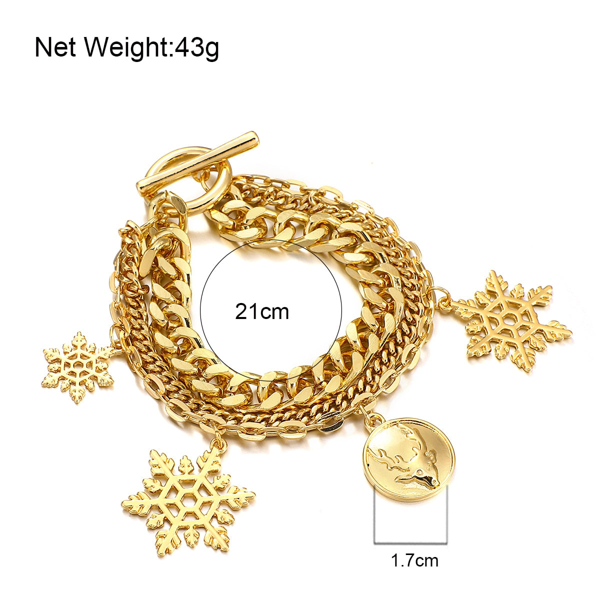 Personality Snowflake Elk Multilayer Charms Bracelets For Women