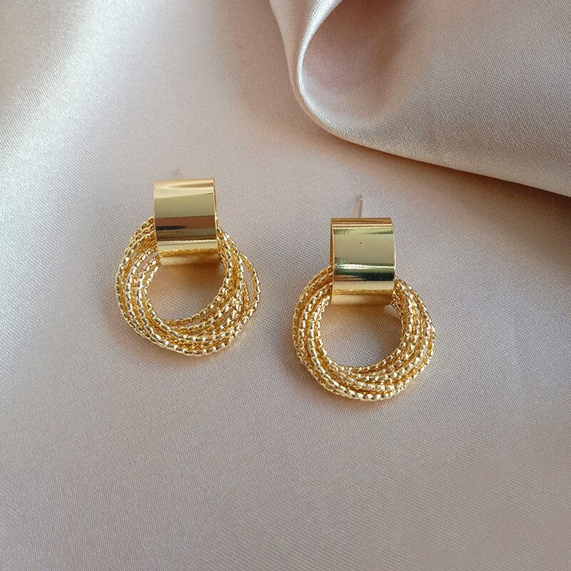 Geometric Rhinestone Crystal Pendant Hoop Earrings for Women