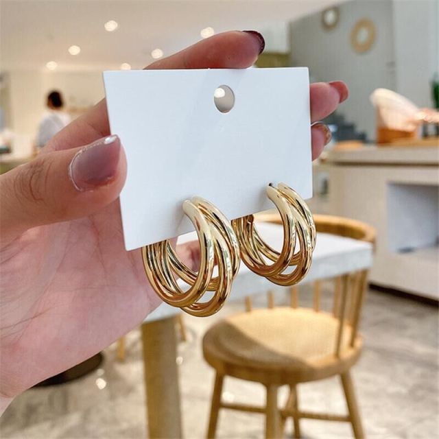 Geometric Rhinestone Crystal Pendant Hoop Earrings for Women