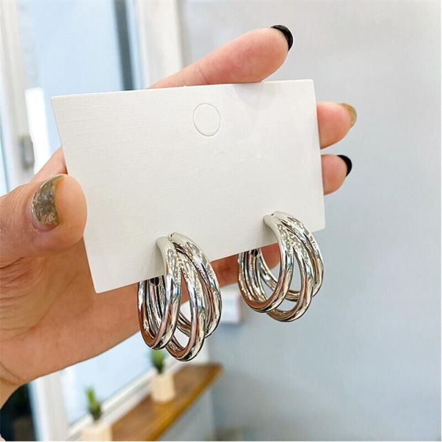 Geometric Rhinestone Crystal Pendant Hoop Earrings for Women