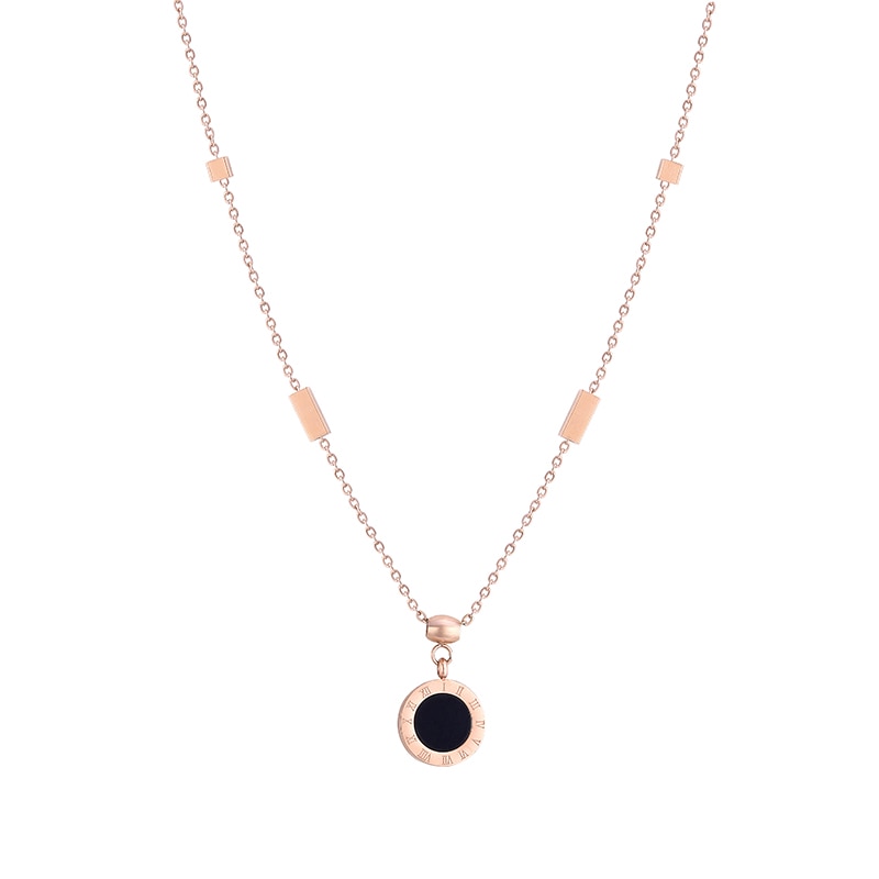 Roman Numeral Black And White Disc Pendant