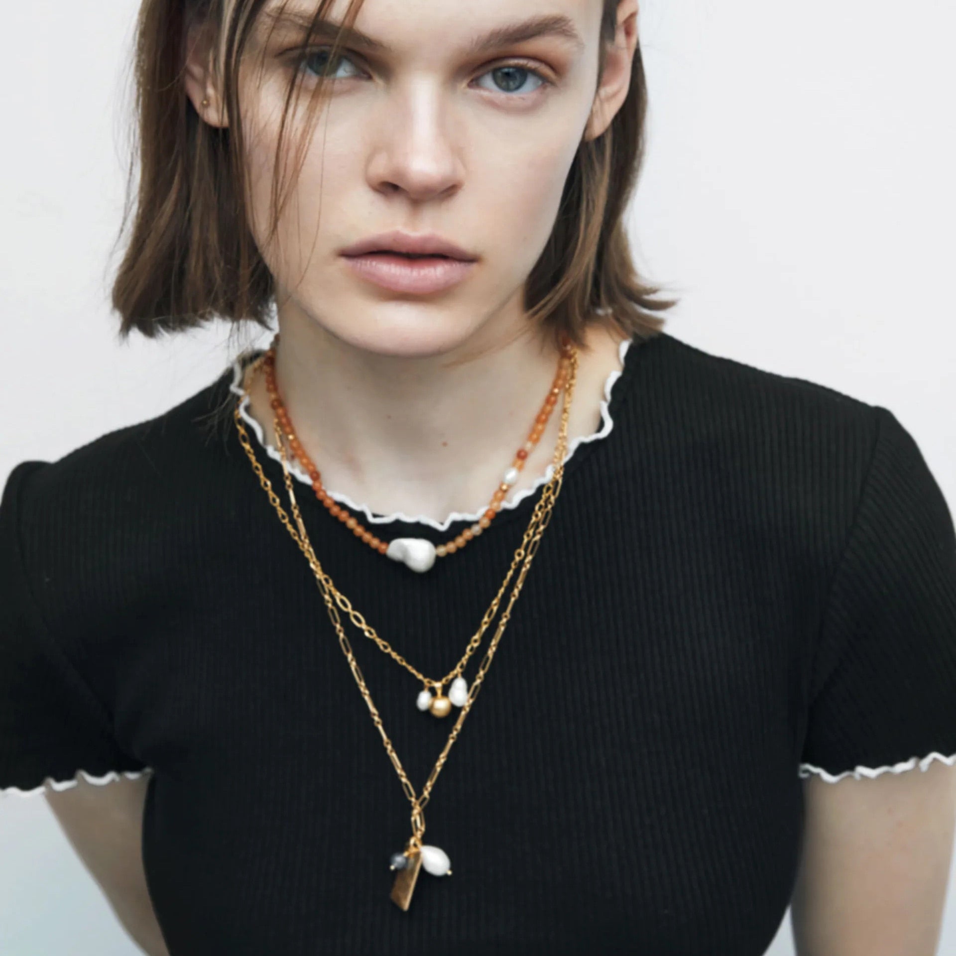 ZA Nature Stone Pearl Necklaces