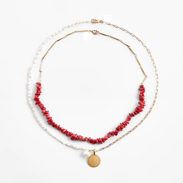 ZA Nature Stone Pearl Necklaces