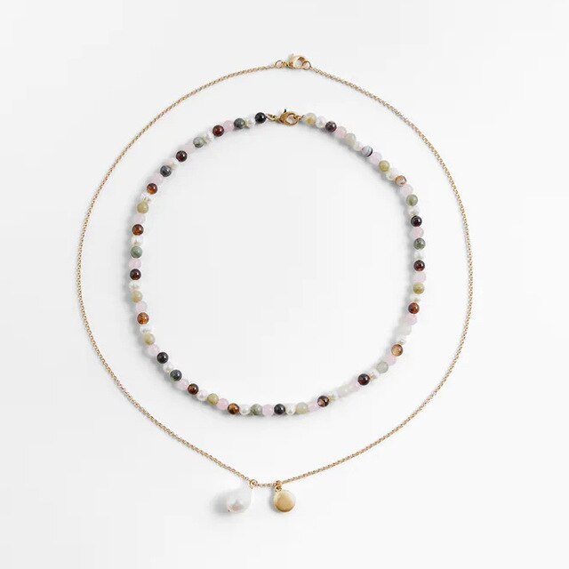 ZA Nature Stone Pearl Necklaces
