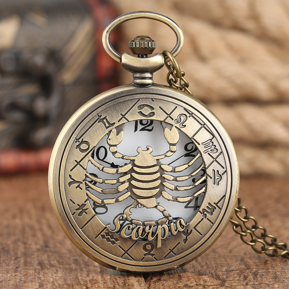 12 Constellation Astrology Zodiac Retro Pocket Watch
