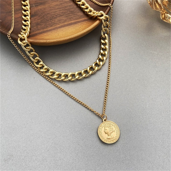 Collares vintage con colgantes de corazón multicapa