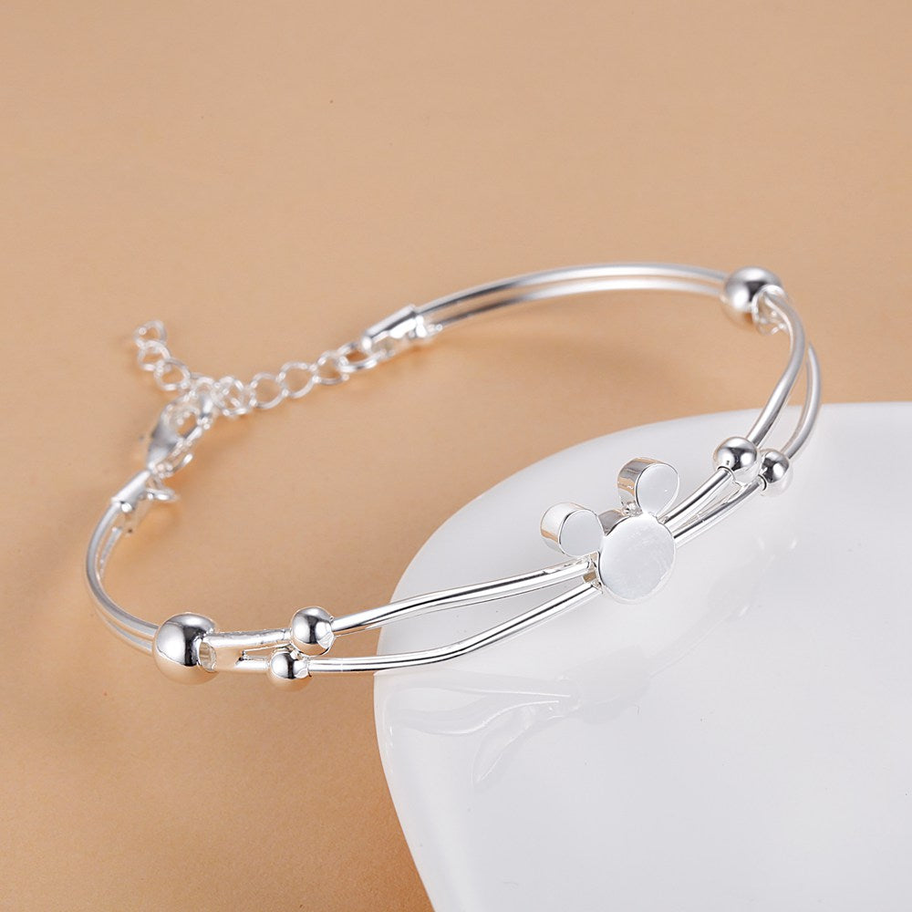 gorgeous silver color Mickey bangle bracelets for women