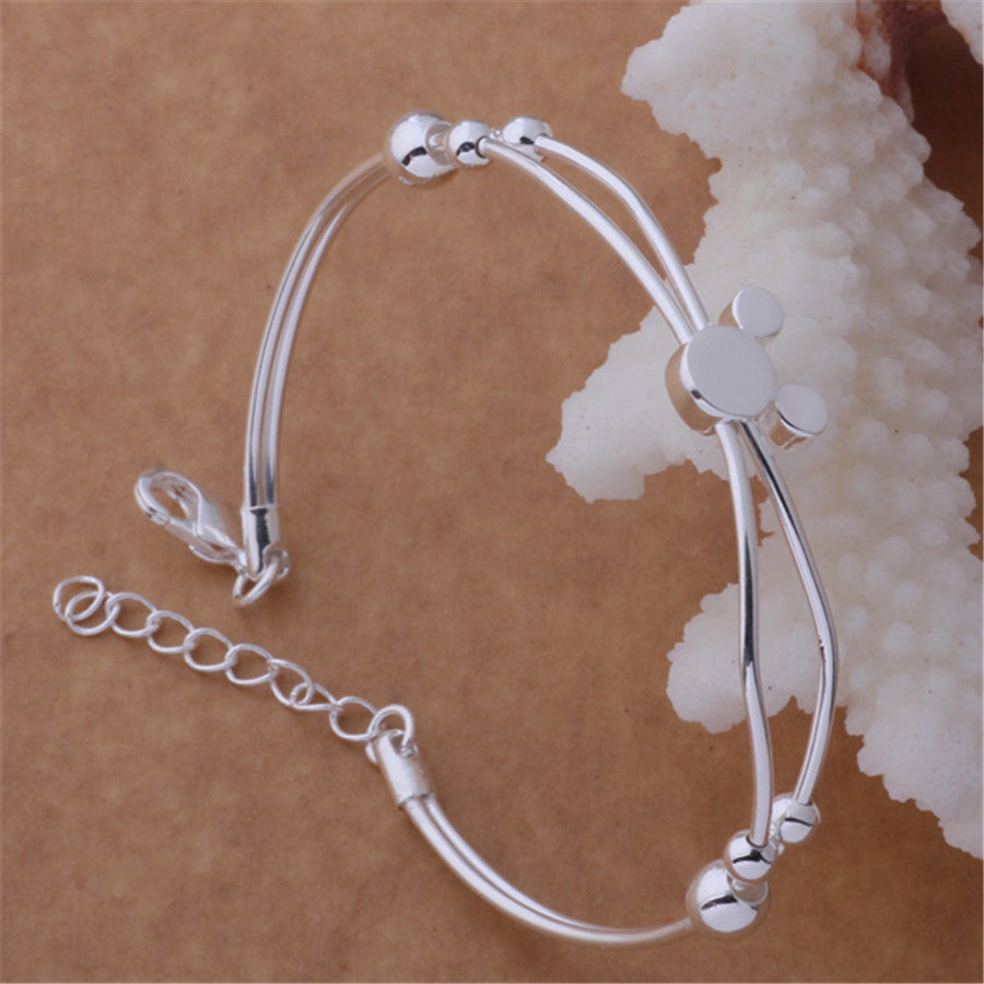 gorgeous silver color Mickey bangle bracelets for women