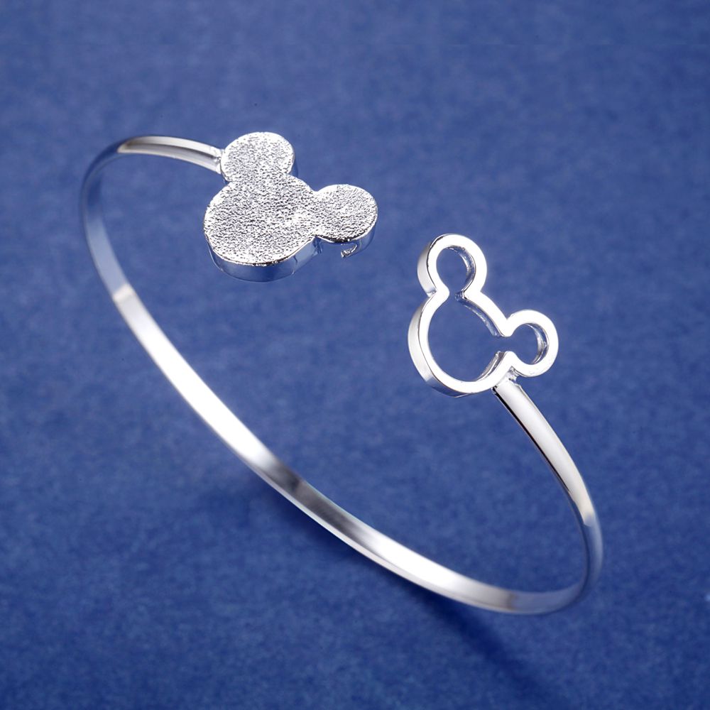 gorgeous silver color Mickey bangle bracelets for women