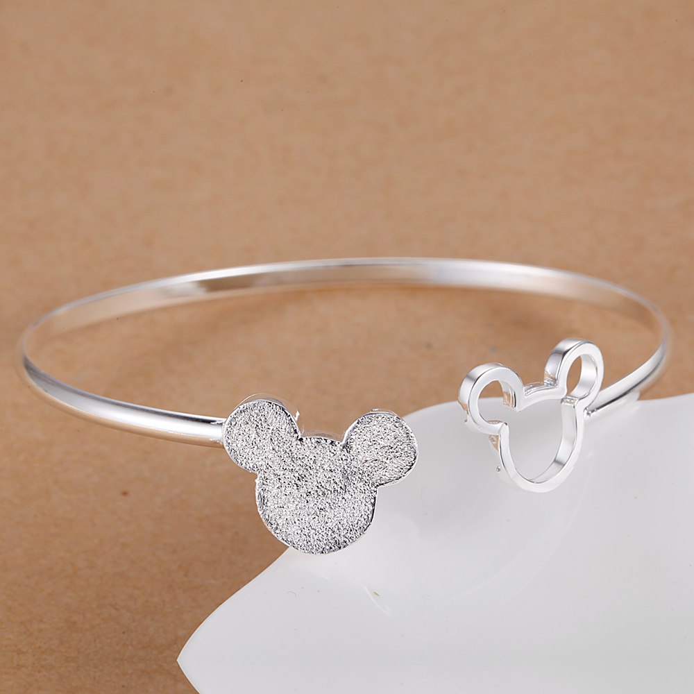 gorgeous silver color Mickey bangle bracelets for women