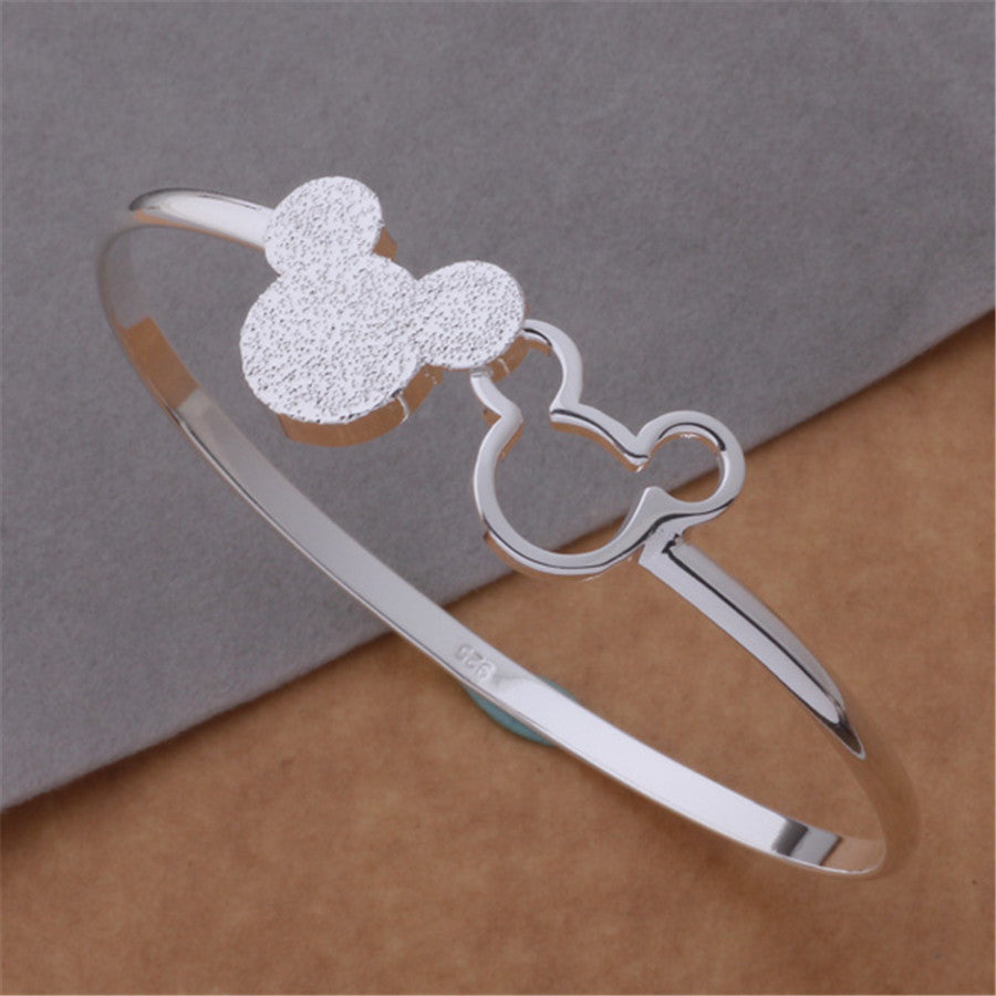 gorgeous silver color Mickey bangle bracelets for women