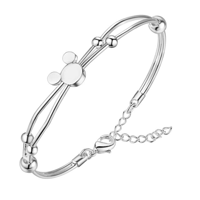 gorgeous silver color Mickey bangle bracelets for women