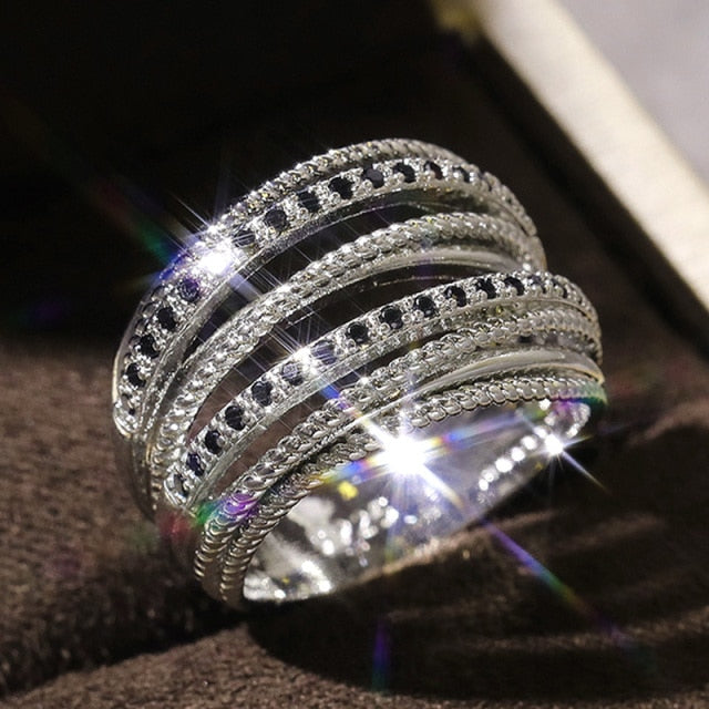 Luxury Cross Bridal Marriage Rings Special-interested Dazzling Crystal CZ Stone Simple Rings