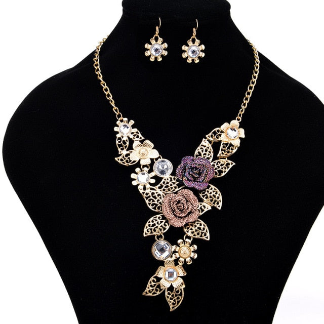 Luxurious Accessories Temperament Alloy Crystal Peacock Tail Jewelry Set