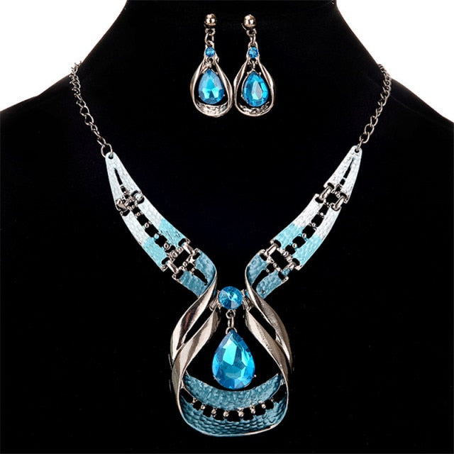 Luxurious Accessories Temperament Alloy Crystal Peacock Tail Jewelry Set