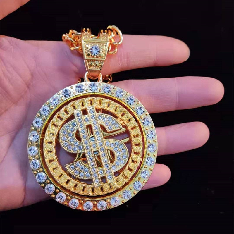 Men's Hiphop Dollar Sign Pendant Necklace & Chain In Zinc Alloy - Foto 10