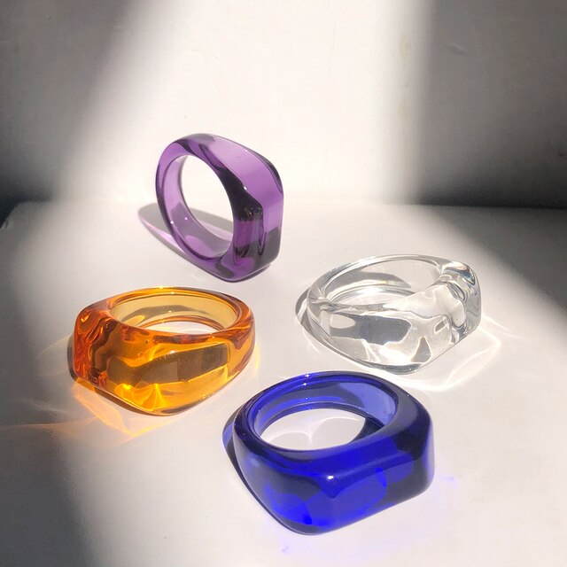 Colorful Resin Transparent Rhinestone Zircon Suit Ring