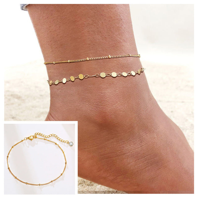 Stainless Steel Curb Cuban Chain Link Ankle  Women