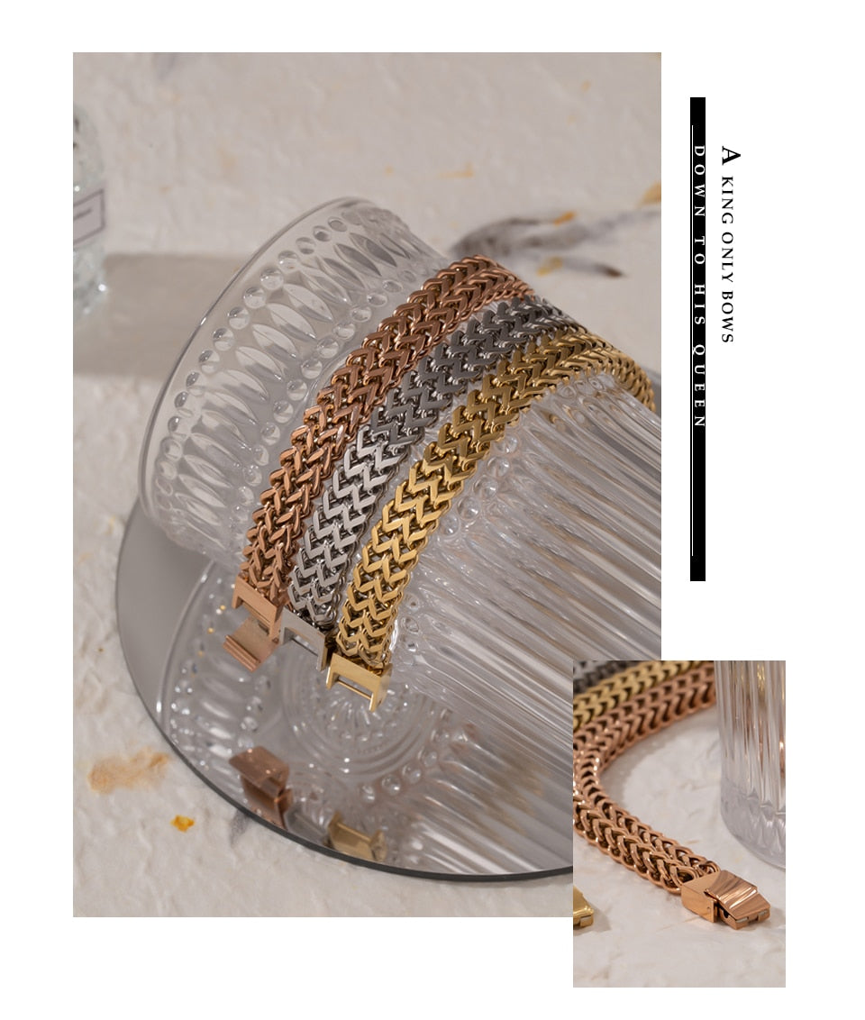 18 K Plated Stainless Steel  Metal Texture Bracelet