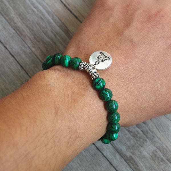 Pulsera de Buda Mala de Oración para Chakras de Yoga con Cuentas de Malaquita