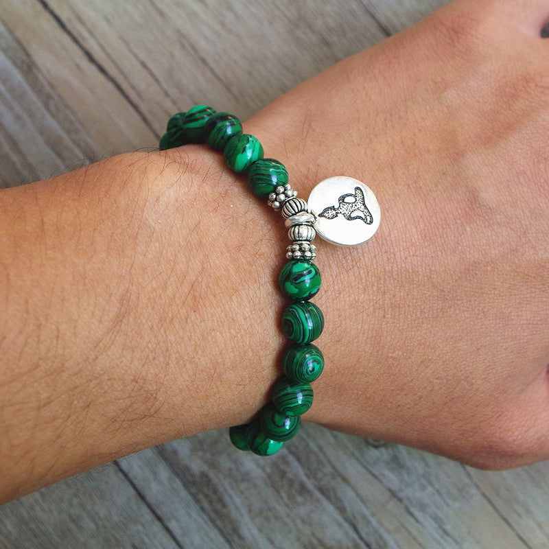Malachite Beaded Yoga Chakra Prayer Mala Buddha Bracelet
