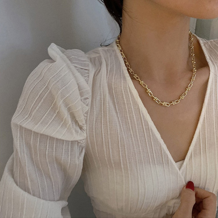 New Vintage Irregular Pearl  Gold Plated  Necklaces