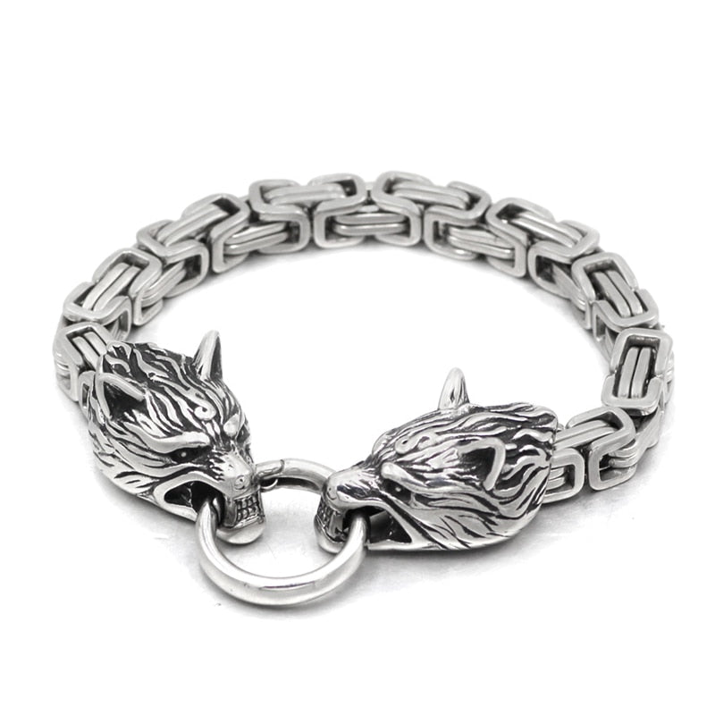 Norse  Viking Wolf Head Bracelet