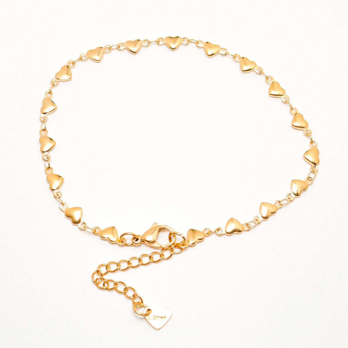 304 Stainless Steel  Gold Color Heart Chain Anklet