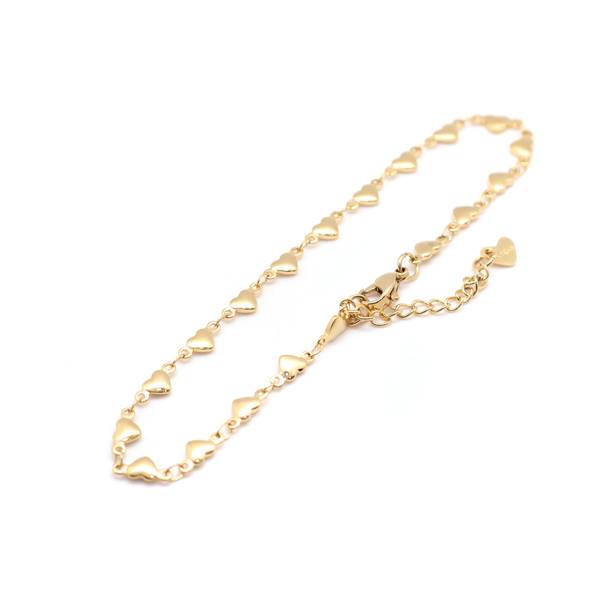 304 Stainless Steel  Gold Color Heart Chain Anklet
