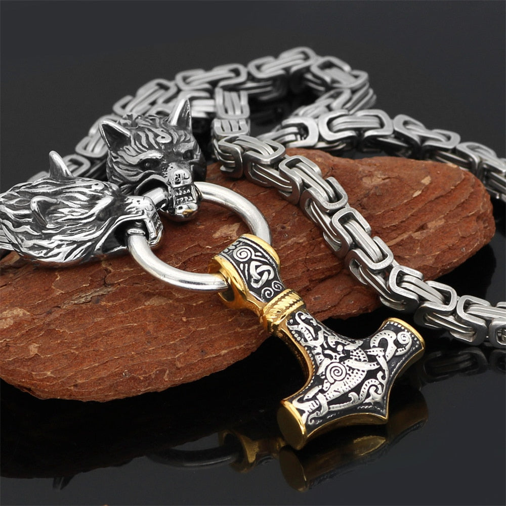 Viking Wolf Head Stainless Steel Pendant