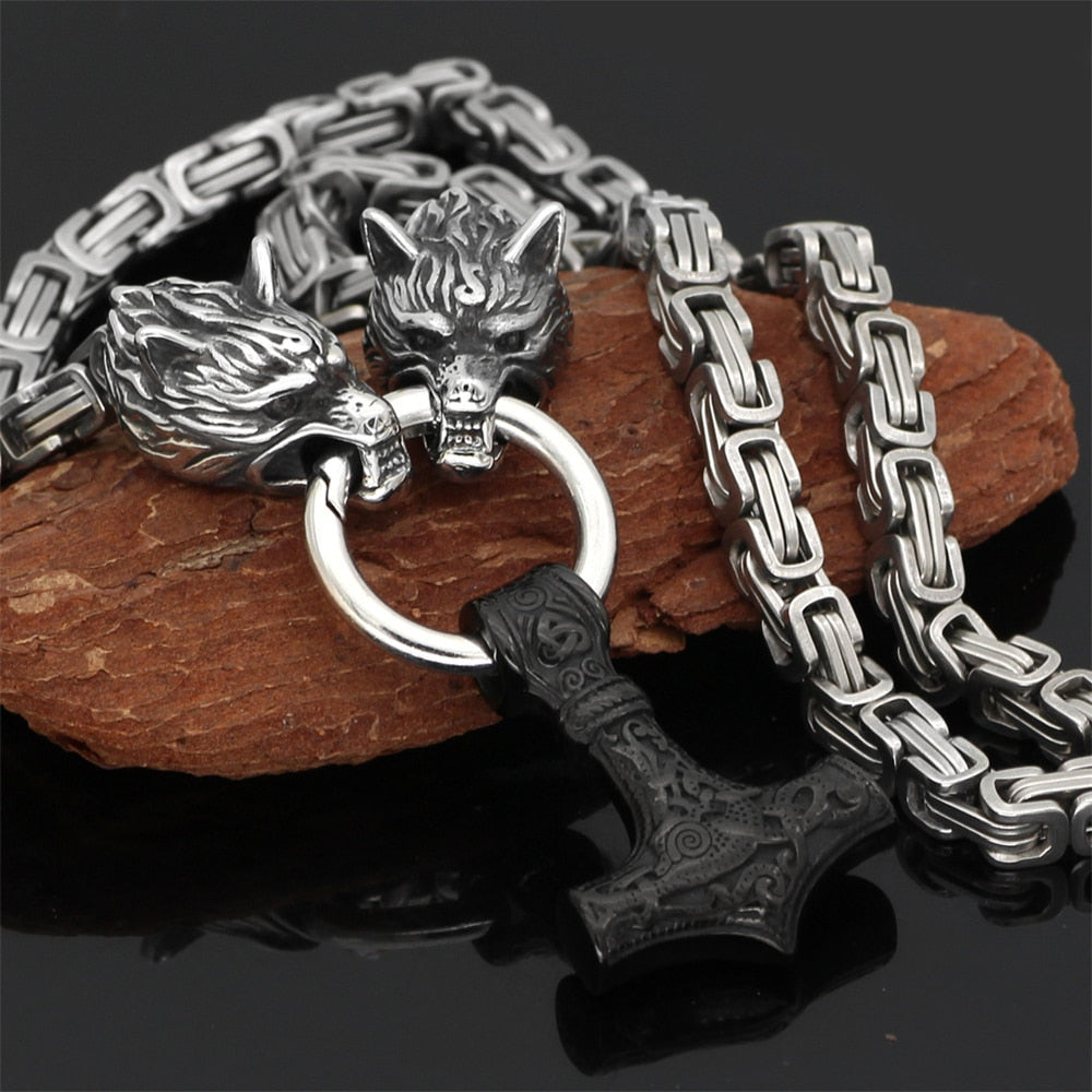 Viking Wolf Head Stainless Steel Pendant