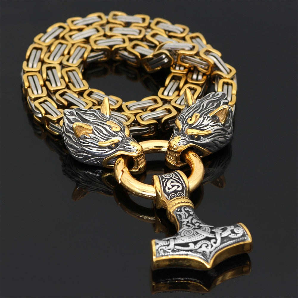 Viking Wolf Head Stainless Steel Pendant