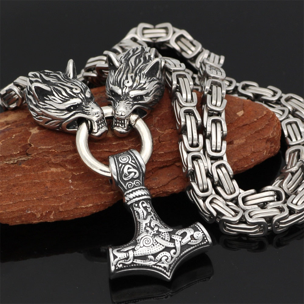 Viking Wolf Head Stainless Steel Pendant
