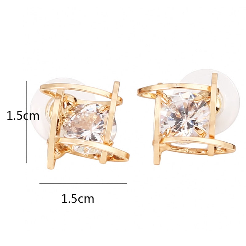 Geometric Hollow Square  Zircon Earrings