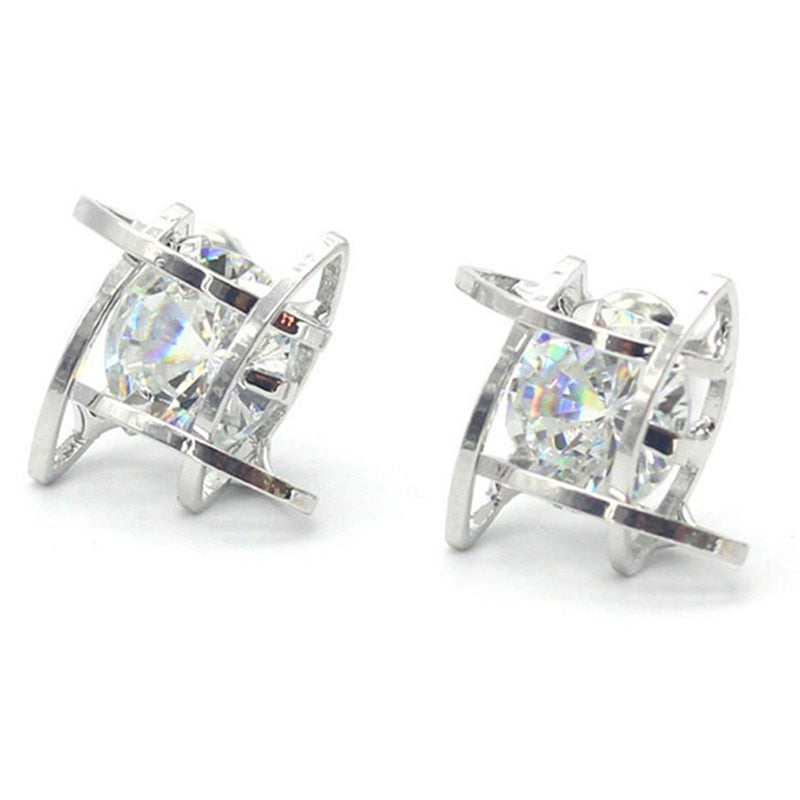 Geometric Hollow Square  Zircon Earrings