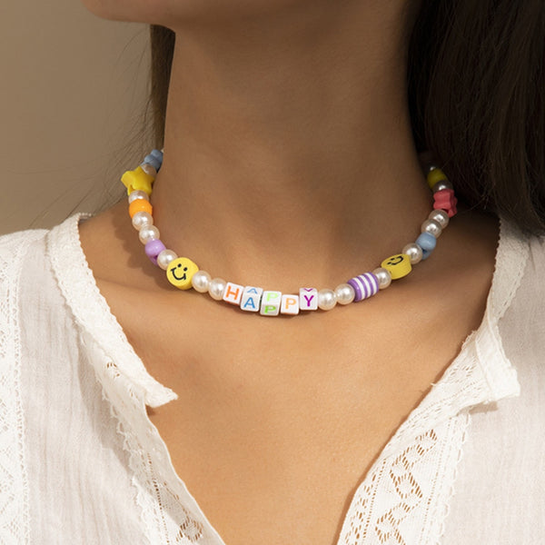 Letters Star Flower Choker Necklace