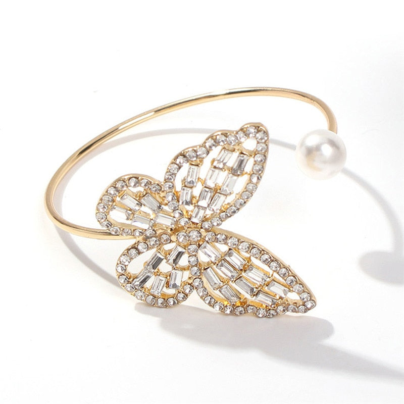 Fashion Rhinestone Big Butterfly Cuff Bracelet For Women