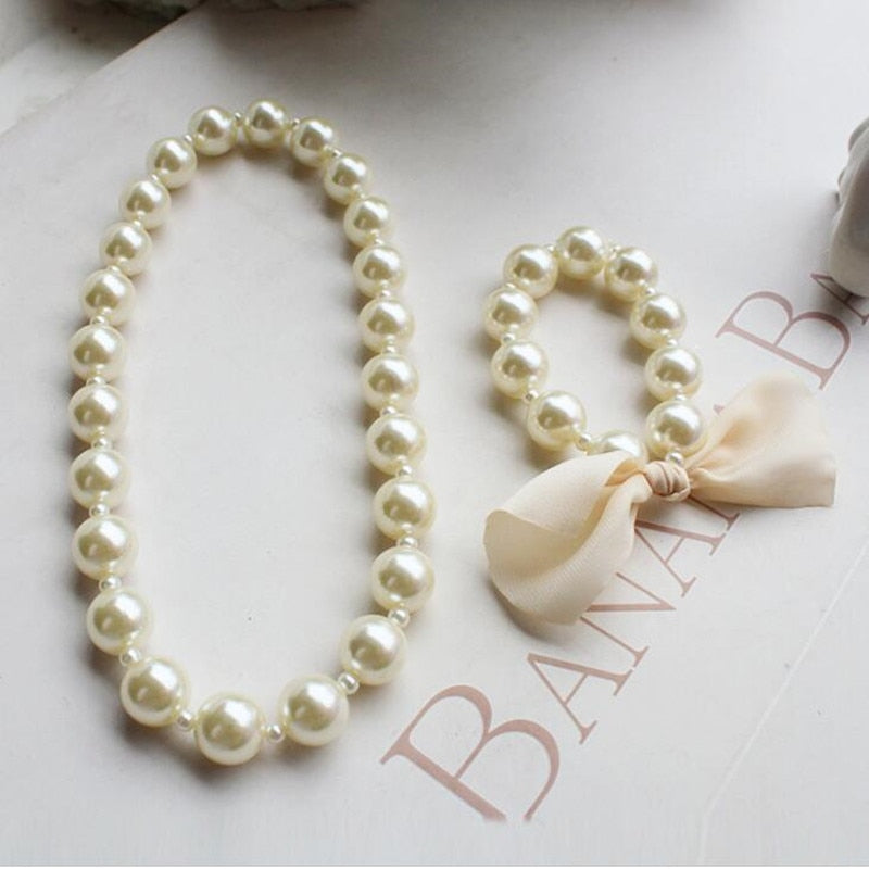 New Fashion Kids Romantic Pearl Jewelry Set