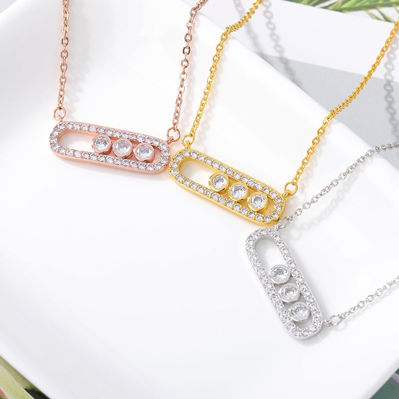 Rose Gold  CZ Love Long Bar Choker Necklace