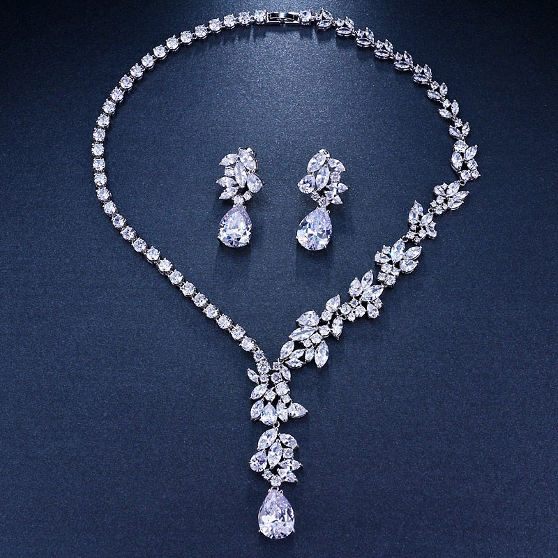 New Unique Design Choker Necklace Stud Earrings Bridal Jewelry Sets